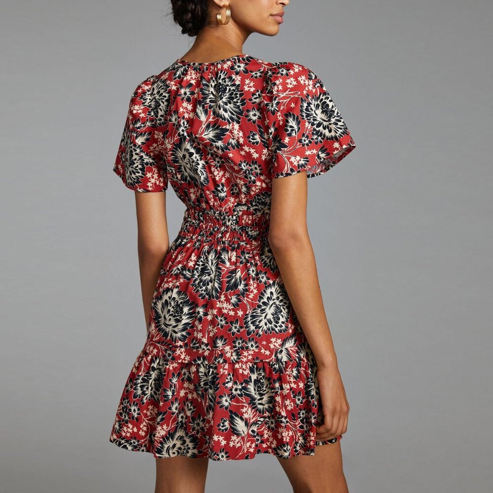 Anthropologie Somerset Mini Dress | Red & Black Floral | Size XL - Picture 2 of 5